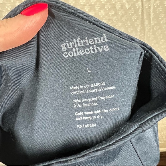 Girlfriend Collective Dark Blue High Rise Crop Leggings - Picture 6 of 6